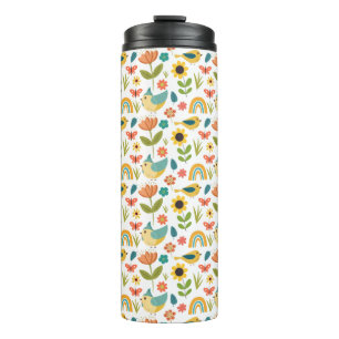 Frühlingswasserfarbe Blumenmuster Thermosbecher