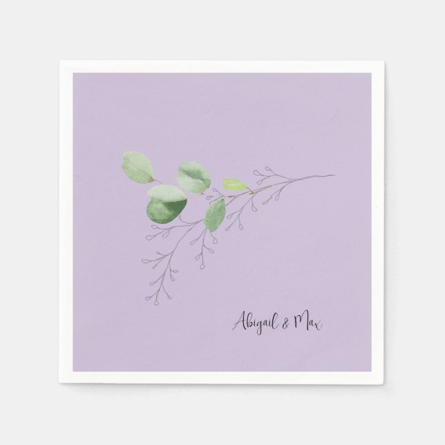 Frühlingswasserfarbe Handgezeichnet Foliage Lavend Serviette (Vorderseite)