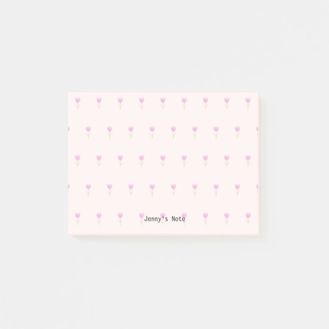 Frühlingswasserfarbe Rosa Blume Tulip Individuelle Post-it Klebezettel (Vorderseite)