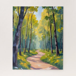 Frühlingsweg   Grüne Wald Wasserfarbe Natur