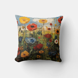 Frühlingswiese mit bunten Blume Kissen