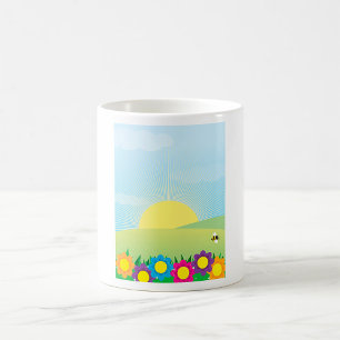 Frühlingswiese Sunburst mit farbenfrohen Blumen Kaffeetasse