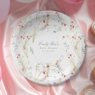 Frühlingswiese-Wildblumen-Botanische Babyparty Pappteller