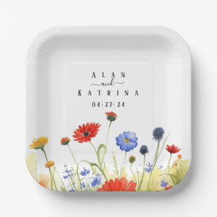 Frühlingswiese-Wildblumen Pappteller