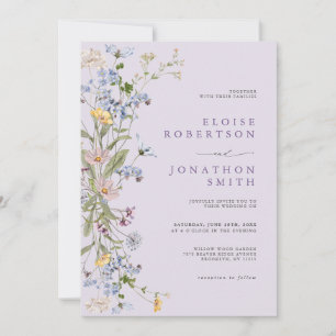 Frühlingswiesen-Gartenhochzeit mit Wildblumen Einladung