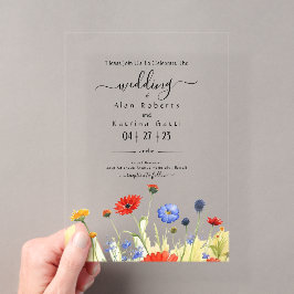Frühlingswiesen-Wildblumen-Hochzeitseinladung Acryleinladungen