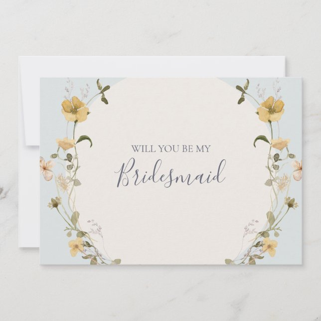 FrühlingsWildblume | Blue Bridesmaid Vorschlag Car Einladung (Vorderseite)