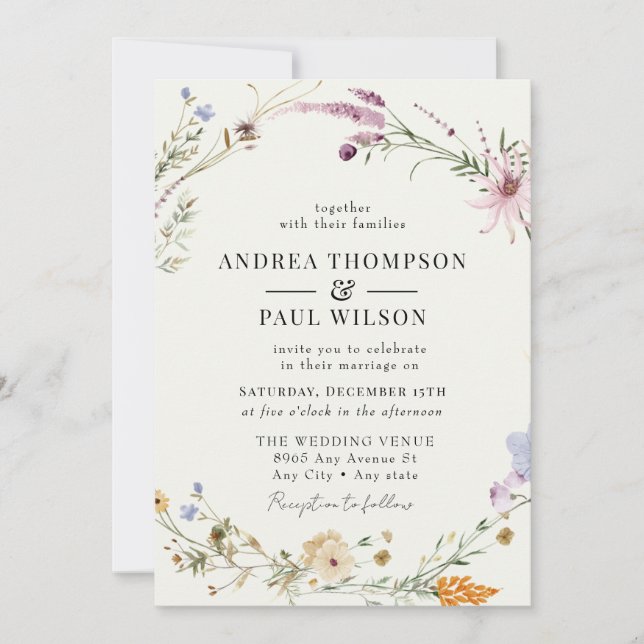 FrühlingsWildblume | Boho Chic Wedding Einladung (Vorderseite)
