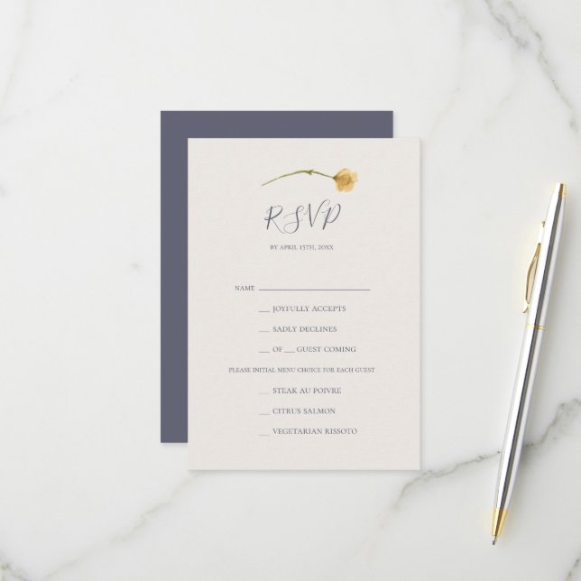 FrühlingsWildblume | Lila RSVP-Karte RSVP Karte (Vorderseite/Rückseite Beispiel)