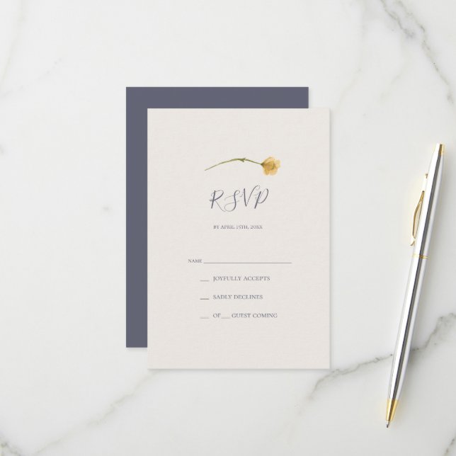 FrühlingsWildblume | Lila RSVP-Karte RSVP Karte (Vorderseite/Rückseite Beispiel)