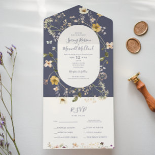 Frühlingswildblume   Staubig violetter Stempel und All In One Einladung