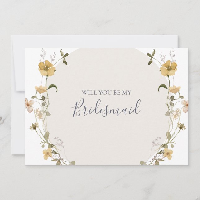 FrühlingsWildblume | White Bridesmaid Vorschlagska Einladung (Vorderseite)
