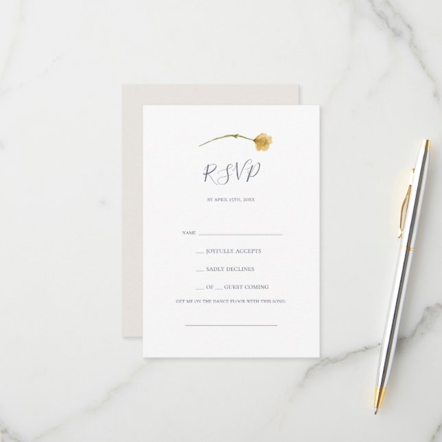 FrühlingsWildblume | White Song Request RSVP Card Karte (Vorderseite/Rückseite Beispiel)