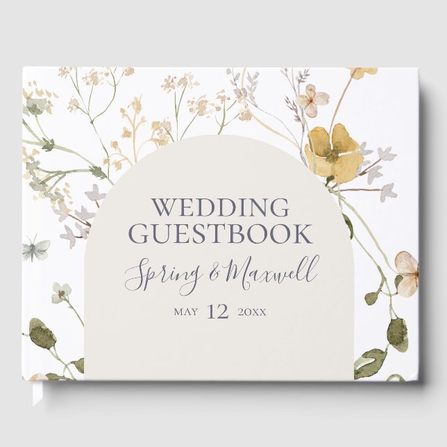 FrühlingsWildblume | White Wedding Guest Book Gästebuch (Vorderseite)