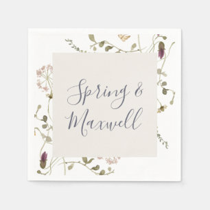 FrühlingsWildblume   White Wedding Napkins Serviette