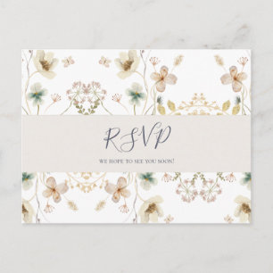 FrühlingsWildblume White Wedding RSVP Postcard Postkarte