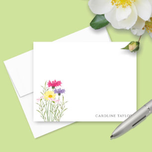 Frühlingswildblumen Aquarell-Blumen-Schreibwaren Mitteilungskarte