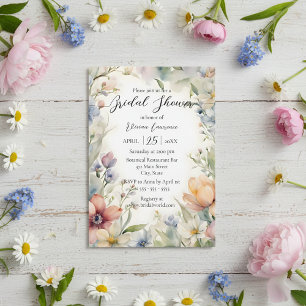 Frühlingswildblumen Aquarell Florale Hochzeitsdusc Einladung