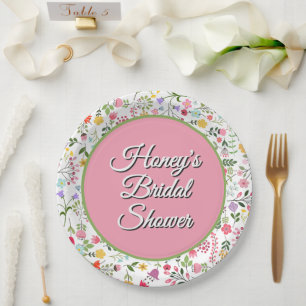 Frühlingswildblumen Brautparty Weiße Hochzeit Pappteller