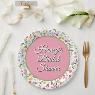 Frühlingswildblumen Brautparty Weiße Hochzeit Pappteller