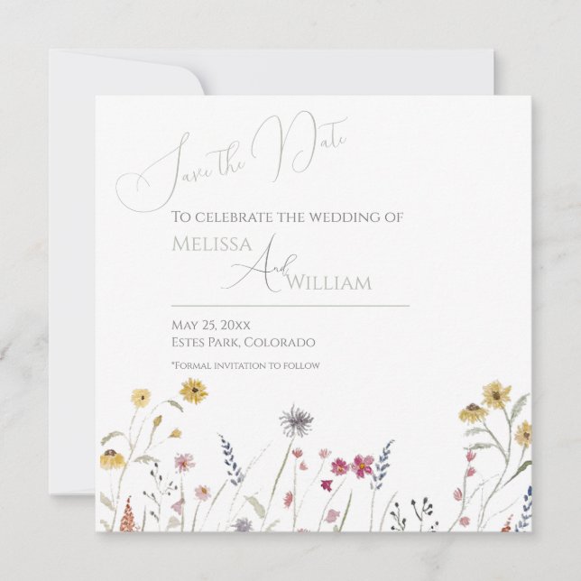 Frühlingswildblumen Save The Date (Vorderseite)