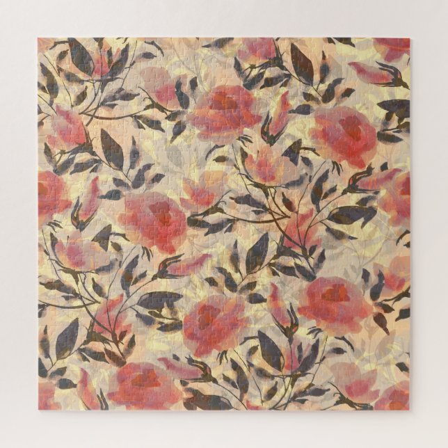 Frühlingswilde Rose: Aquarellmuster. (Vertikal)