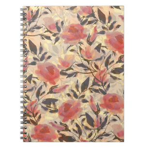 Frühlingswilde Rose: Aquarellmuster. Notizblock