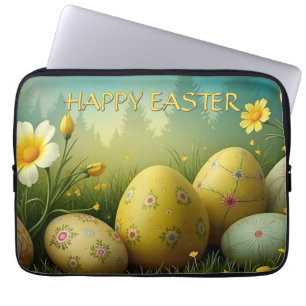 Frühlingszauber mit Ostereiern in einem Meer von B Laptopschutzhülle