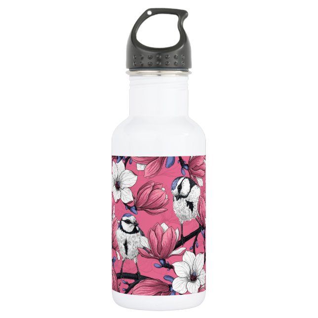 Frühlingszeit in Rosa Edelstahlflasche (Vorderseite)