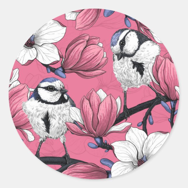 Frühlingszeit in Rosa Runder Aufkleber (Vorderseite)