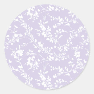 Frühlingszweige Neutral - Staubiges Lavendel Runder Aufkleber