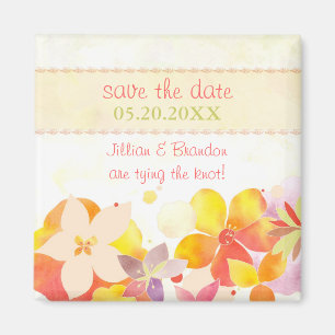 Frühlingwatercolor-Blumen, die Save the Date Magnet