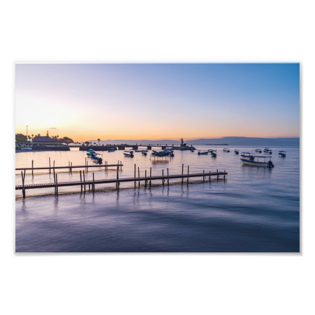 frühmorgens landschaftlicher See in chapala mexico Fotodruck (Vorne)