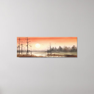 Frühmorgens Wasserfarbennebel Himmel Landschaft Leinwanddruck