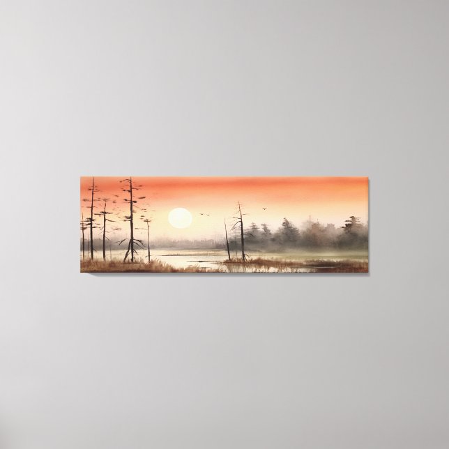 Frühmorgens Wasserfarbennebel Himmel Landschaft Leinwanddruck (Vorderseite)