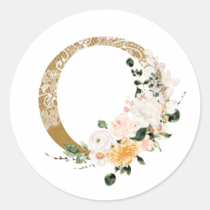 Frühsommer Hochzeit MONOGRAM O Runder Aufkleber