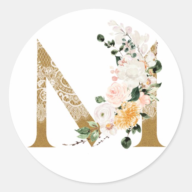 Frühsommer Hochzeit MONOGRAM Runder Aufkleber (Vorderseite)