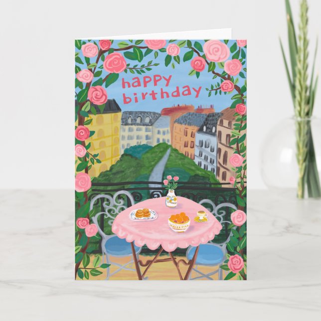 FRÜHSTAG Blume Terrasse Tea Time Paris Karte (Vorderseite)