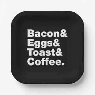 Frühstück (Bacon & Eggs & Toast & Coffee). Pappteller