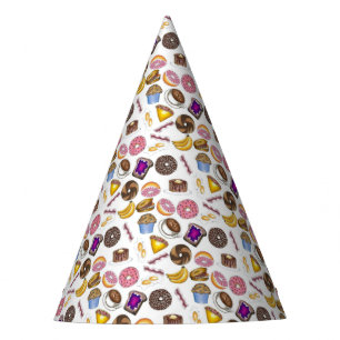 Frühstück Brunch Food Bagel Donut Toast Eggs Bacon Partyhütchen