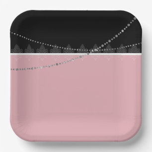 Frühstück & Brunch Rosa und schwarz Pappteller