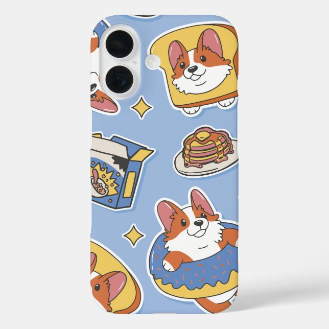 Frühstück Corgis Niedlich Donut iPhone 16 Hülle (Rückseite)