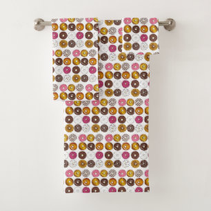 Frühstück Donut Doughnut Shop Junk Food Feinschmec Badhandtuch Set