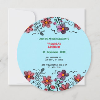 FRÜHSTÜCK EINZIGARTIGE ROTE DOODLE BLUME GEBURTSTA EINLADUNG