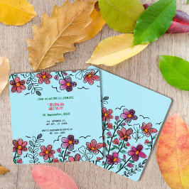 FRÜHSTÜCK EINZIGARTIGE ROTE DOODLE BLUME GEBURTSTA EINLADUNG