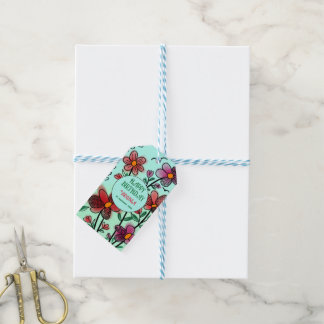 FRÜHSTÜCK EINZIGARTIGE ROTE DOODLE BLUME GEBURTSTA GESCHENKANHÄNGER