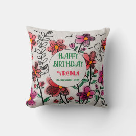 FRÜHSTÜCK EINZIGARTIGE ROTE DOODLE BLUME GEBURTSTA KISSEN