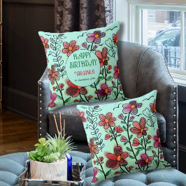 FRÜHSTÜCK EINZIGARTIGE ROTE DOODLE BLUME GEBURTSTA KISSEN