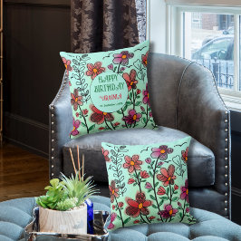 FRÜHSTÜCK EINZIGARTIGE ROTE DOODLE BLUME GEBURTSTA KISSEN