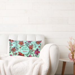 FRÜHSTÜCK EINZIGARTIGE ROTE DOODLE BLUME GEBURTSTA LENDENKISSEN